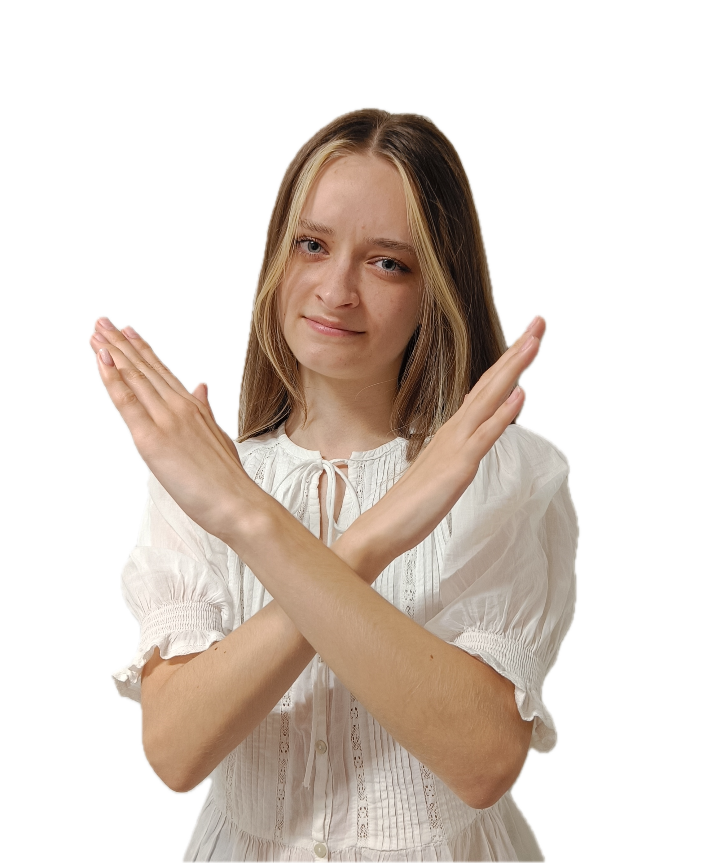 Osoba pokazująca gest „nie” — czego unikać